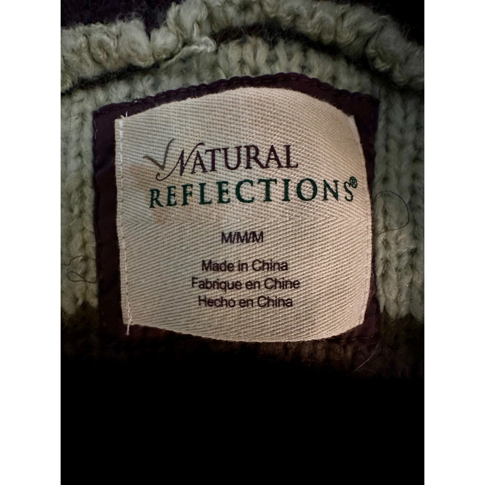 Natural Reflections Sweater striped brown green Size Medium - Picture 2 of 4